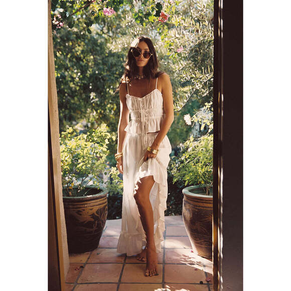 12th Tribe Dresses & Skirts - 12th Tribe Dahlia White Satin Maxi Skirt Size MM